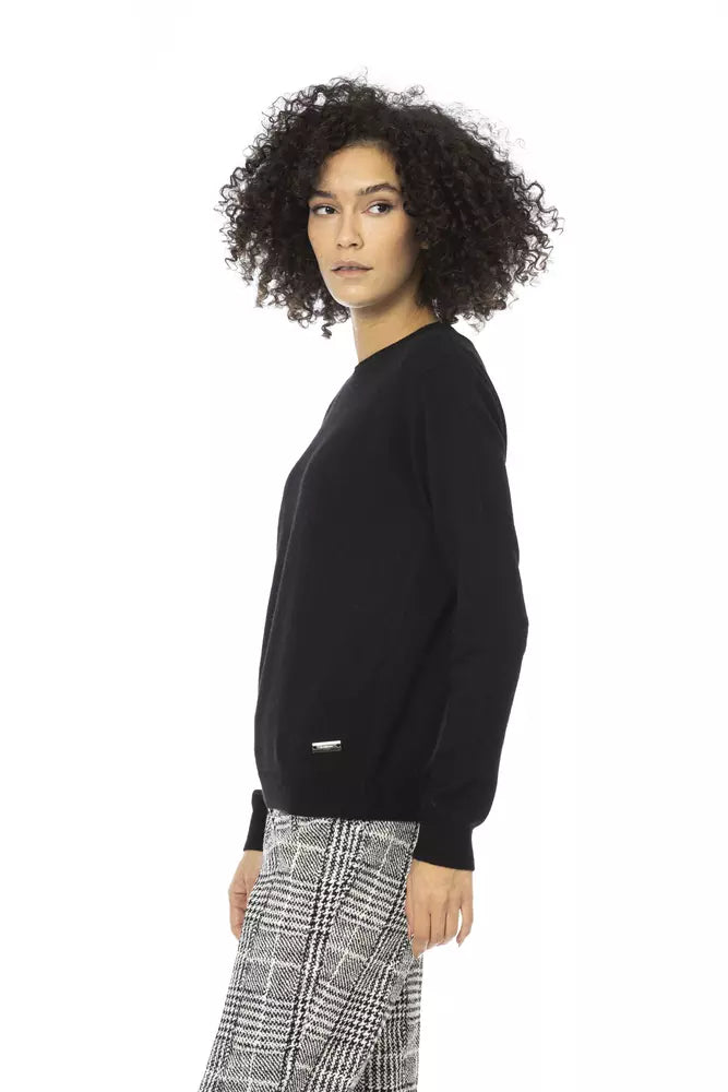 Black Wool Women Sweater - GlamHub Luxury and Icon Brand Clothing