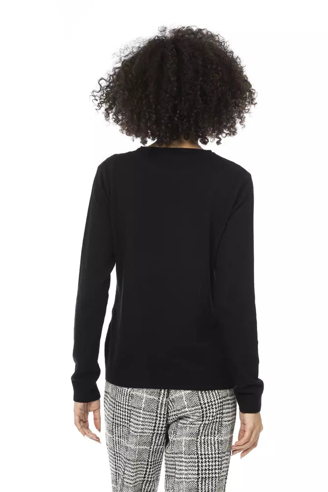 Black Wool Women Sweater - GlamHub Luxury and Icon Brand Clothing