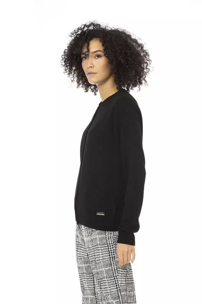 Black Wool Women Sweater - GlamHub Luxury and Icon Brand Clothing