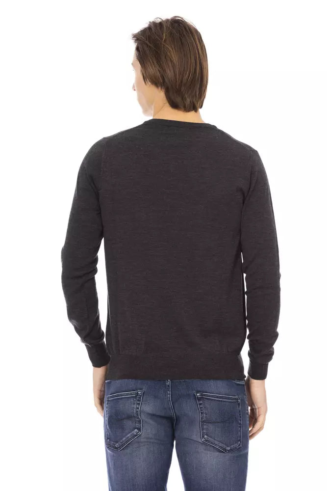 Gray Fabric Men Sweater - GlamHub Luxury and Icon Brand Clothing