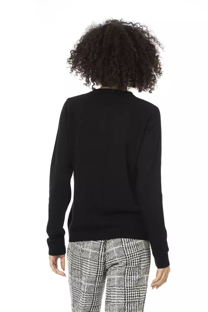 Black Wool Women Sweater - GlamHub Luxury and Icon Brand Clothing