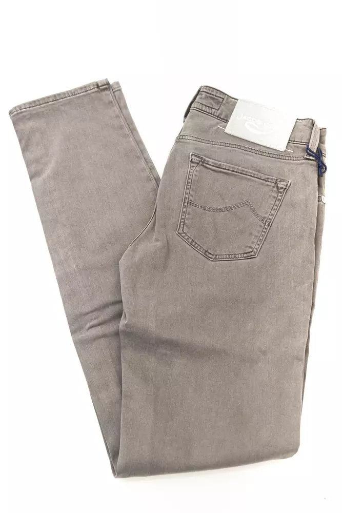 Gray Cotton-Blend Women Jeans - GlamHub Luxury and Icon Brand Clothing