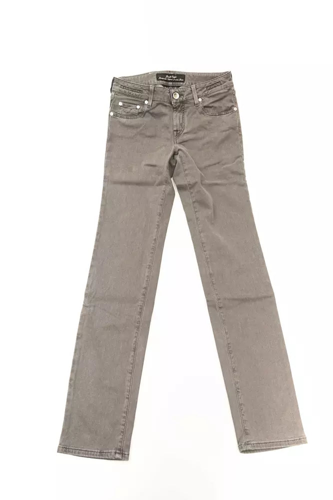 Gray Cotton-Blend Women Jeans - GlamHub Luxury and Icon Brand Clothing