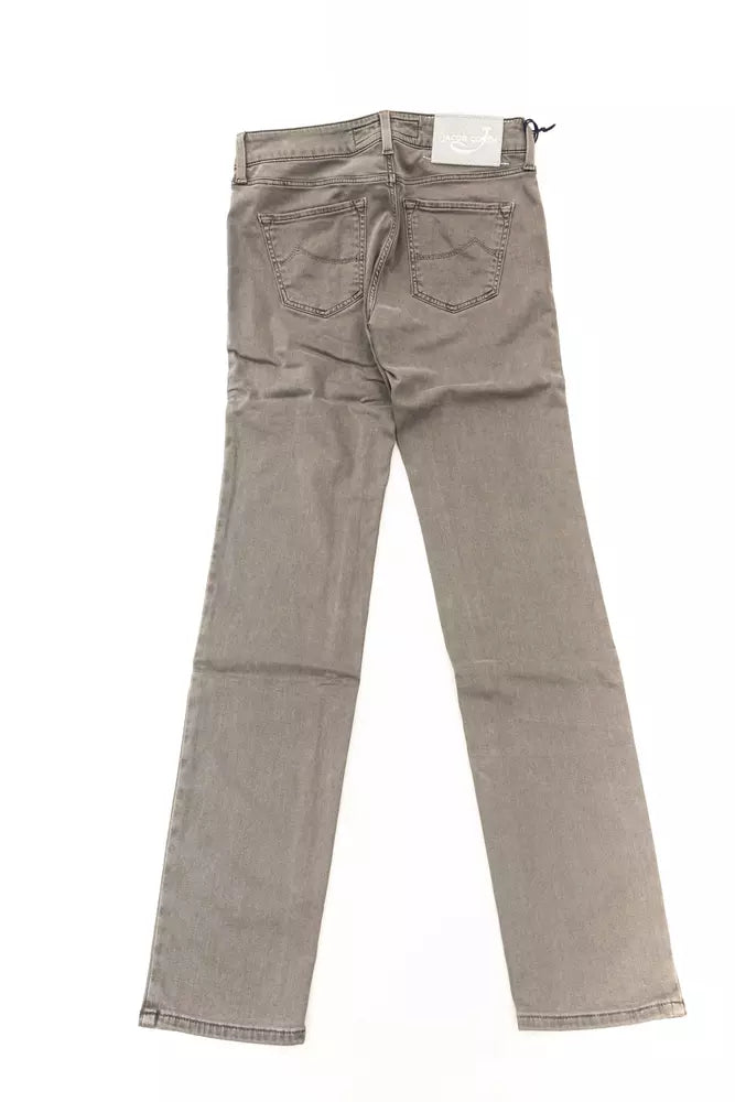 Gray Cotton-Blend Women Jeans - GlamHub Luxury and Icon Brand Clothing