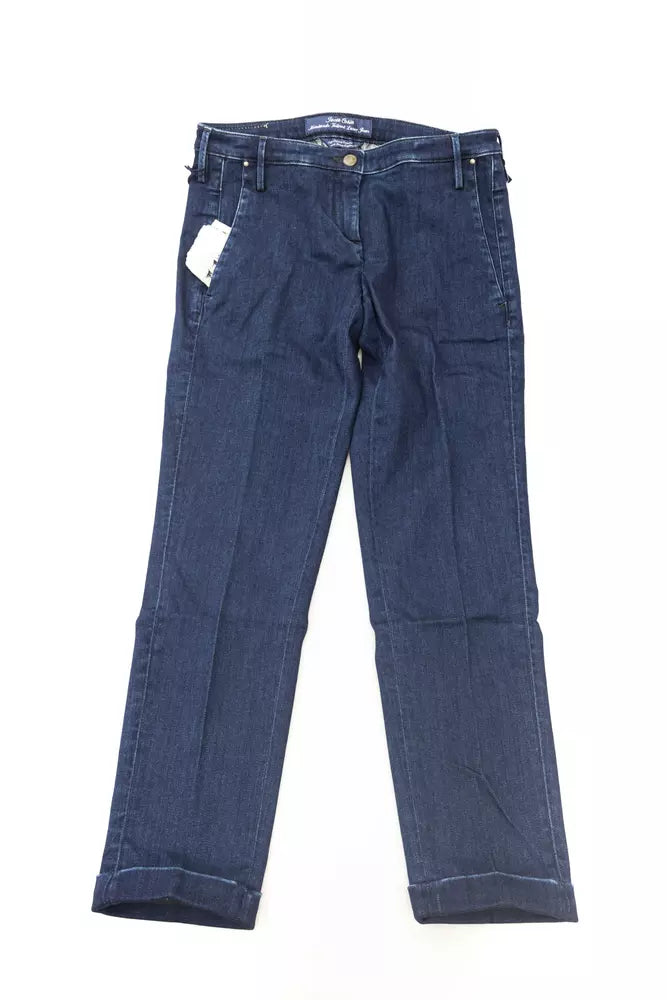 Blue Cotton Women Jeans - GlamHub Luxury and Icon Brand Clothing