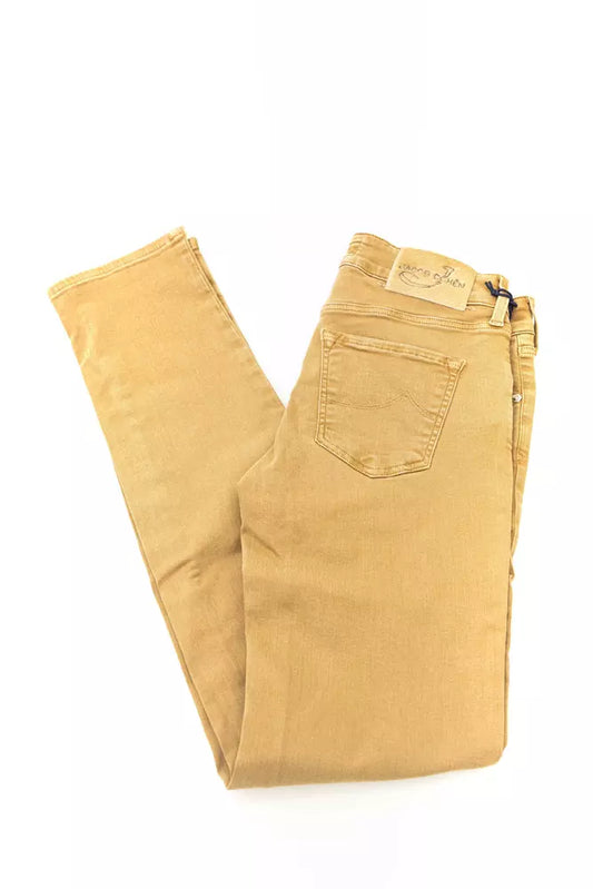 Beige Cotton Women's Jeans - GlamHub Luxury and Icon Brand Clothing