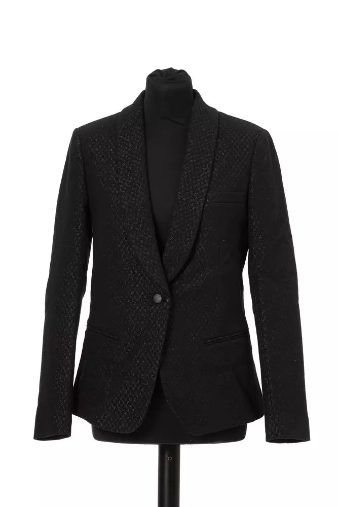 Black Cotton Women Blazer - GlamHub Luxury and Icon Brand Clothing