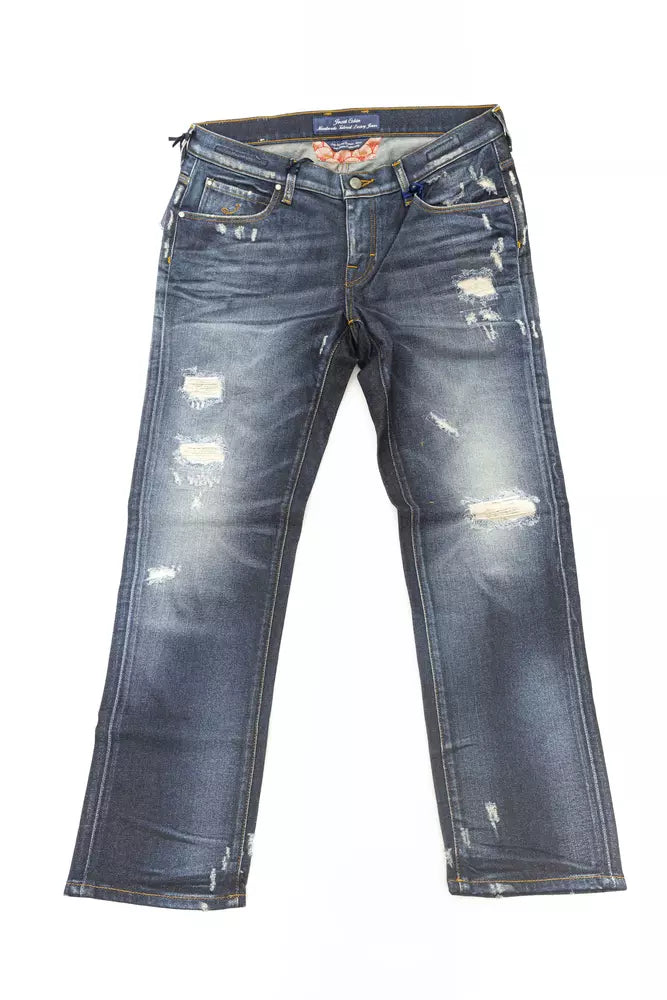 Blue Cotton Women's Jeans - GlamHub Luxury and Icon Brand Clothing