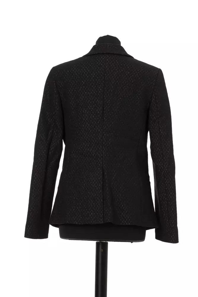 Black Cotton Women Blazer - GlamHub Luxury and Icon Brand Clothing