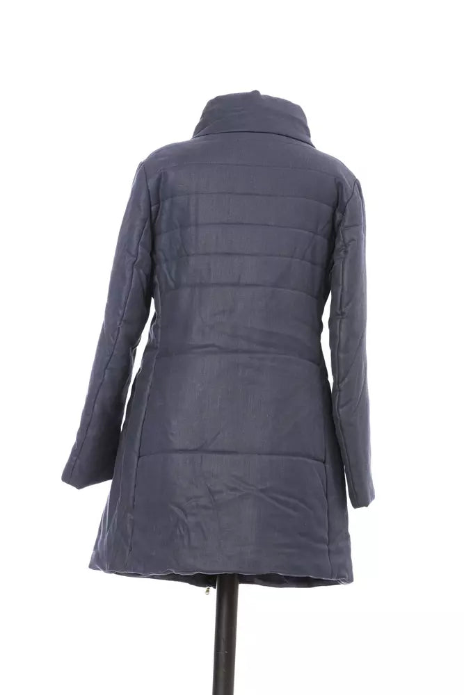 Blue Cotton Women Jacket - GlamHub Luxury and Icon Brand Clothing