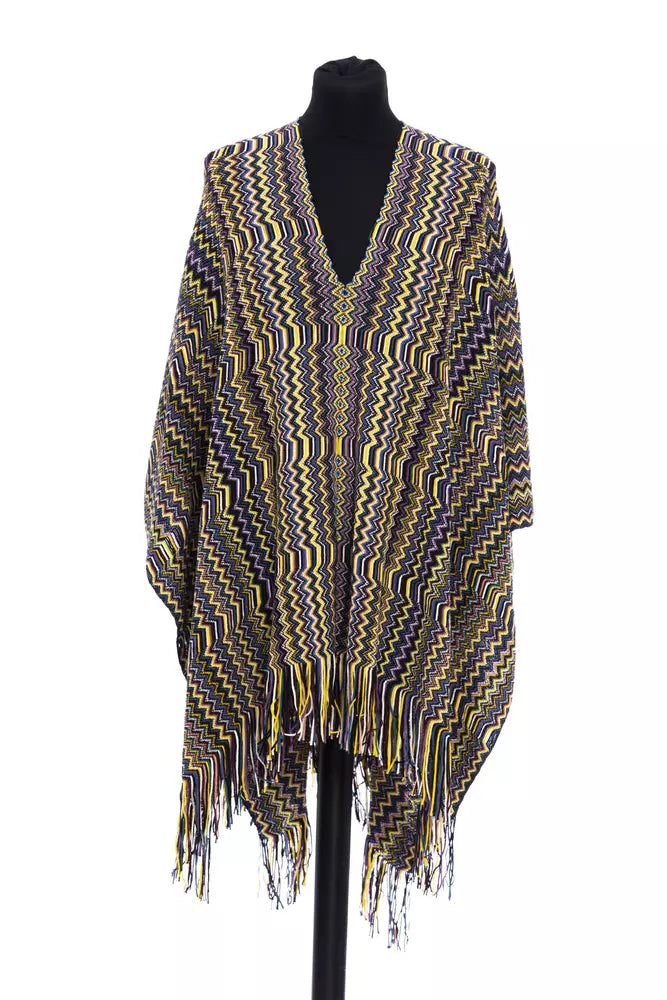 Multicolor Wool Women Poncho - GlamHub Luxury and Icon Brand Clothing