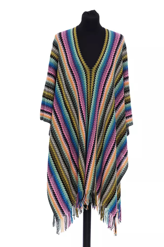 Multicolor Wool Women Poncho - GlamHub Luxury and Icon Brand Clothing