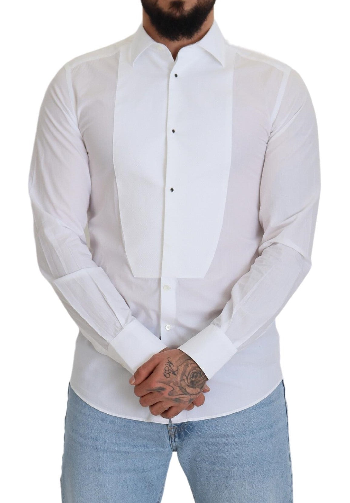 Dolce & Gabbana Elegant White Cotton Poplin Slim Fit Shirt