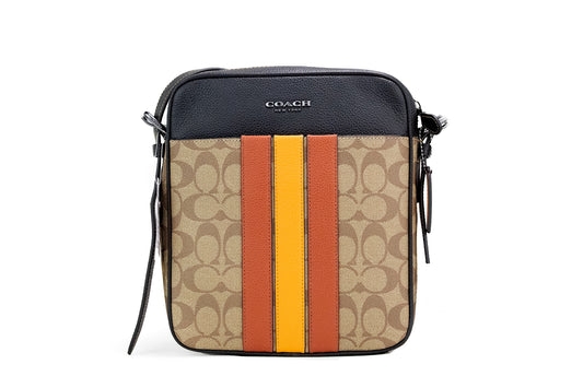 Hudson 21 Signature Varsity Stripe Coated Canvas Crossbody Bag - GlamHub Luxury and Icon Brand Clothing