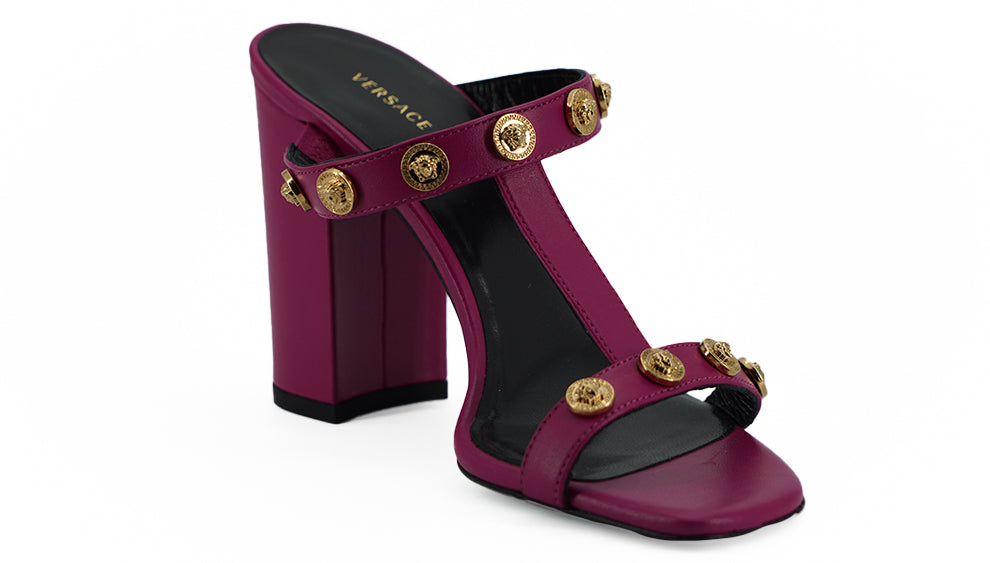 Elegant Purple Calf Leather High Sandals - GLAMHUB BOUTIQUE 