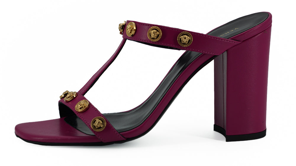 Elegant Purple Calf Leather High Sandals - GLAMHUB BOUTIQUE 