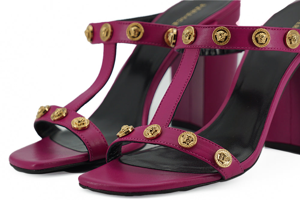 Elegant Purple Calf Leather High Sandals - GLAMHUB BOUTIQUE 