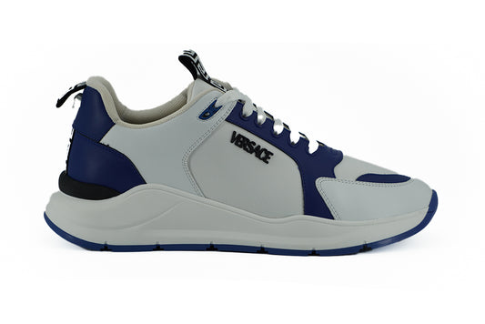 Elegant Blue and White Leather Sneakers - GLAMHUB BOUTIQUE 