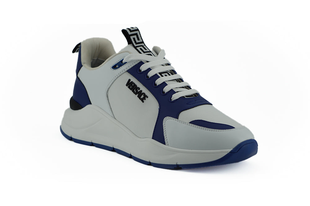 Elegant Blue and White Leather Sneakers - GLAMHUB BOUTIQUE 