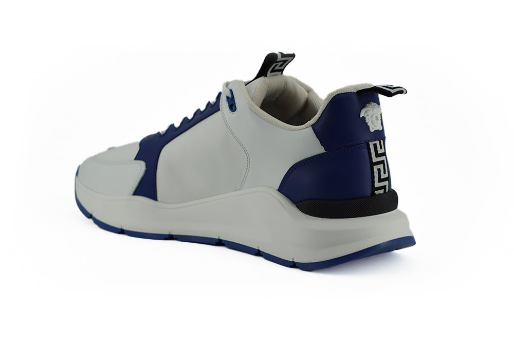 Elegant Blue and White Leather Sneakers - GLAMHUB BOUTIQUE 