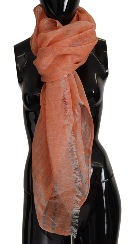 Elegant Orange Linen Shawl Wrap Scarf - GlamHub Luxury and Icon Brand Clothing