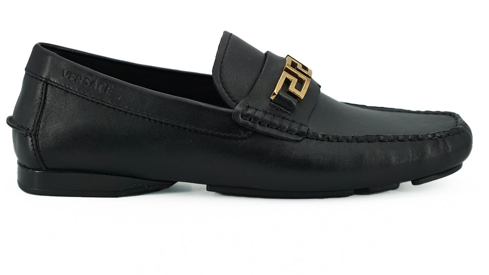 Elegant Black Calf Leather Men's Loafers - GlamHub Luxury and Icon Brand Clothing