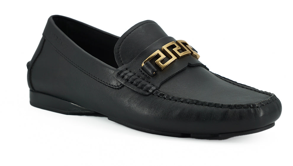 Elegant Black Calf Leather Men's Loafers - GlamHub Luxury and Icon Brand Clothing