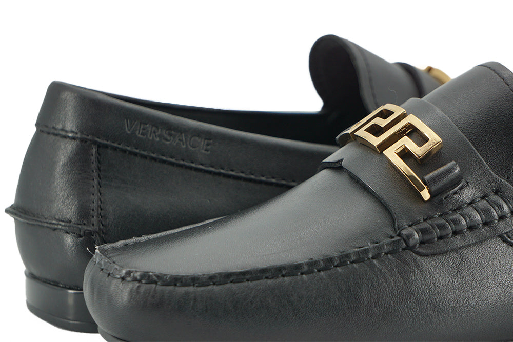 Elegant Black Calf Leather Men's Loafers - GlamHub Luxury and Icon Brand Clothing