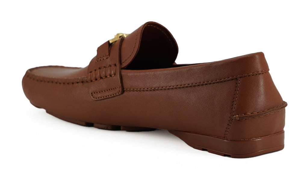 Elegant Medusa-Embossed Leather Loafers - GlamHub Luxury and Icon Brand Clothing