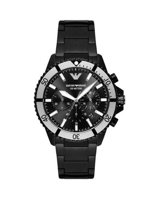 Sleek Black Steel Chronograph Timepiece - GLAMHUB BOUTIQUE 