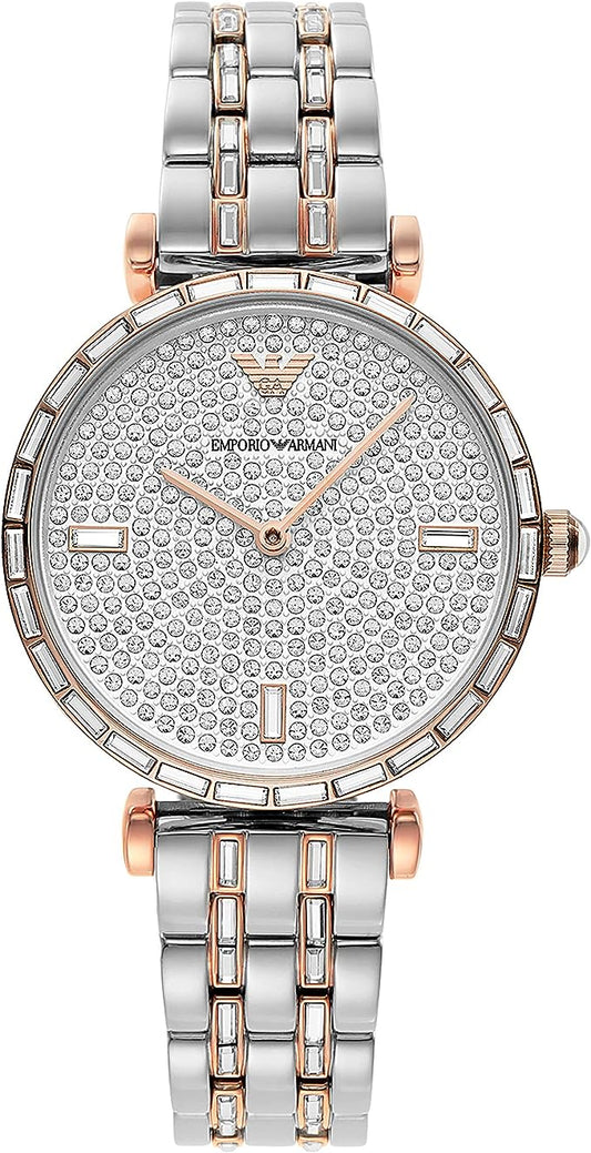 Elegant Two-Tone Crystal Pave Watch - GlamHub Luxury and Icon Brand Clothing