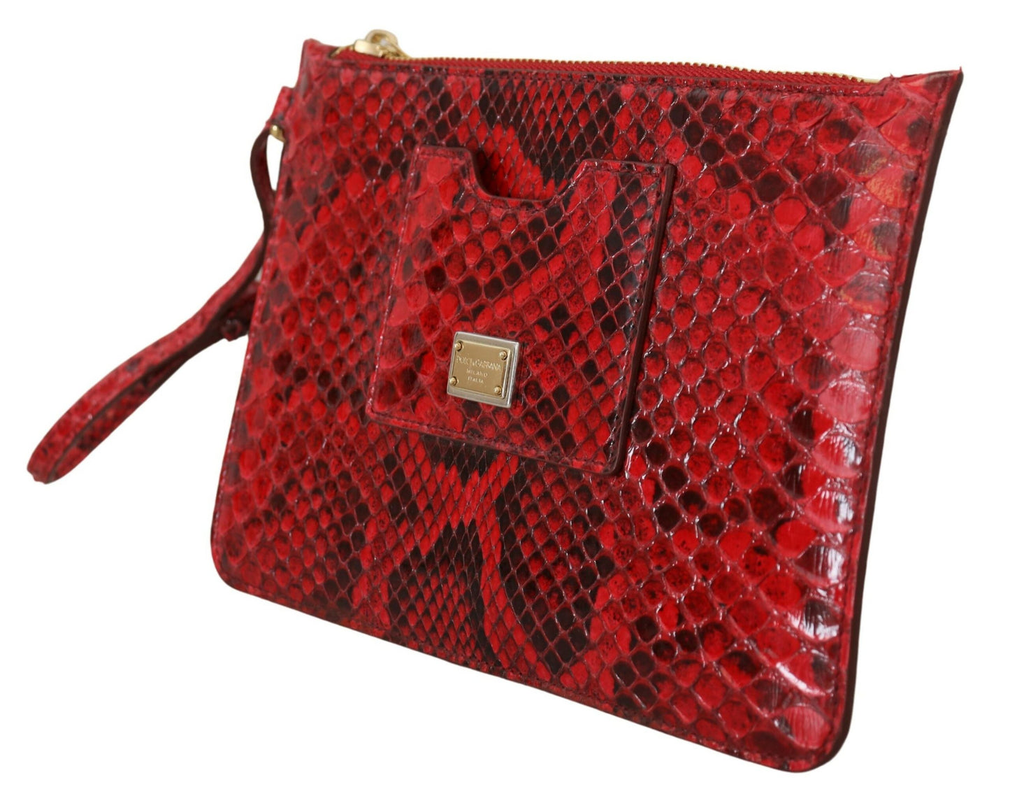 Elegante rote Leder-Clutch in Ayers Snake-Optik