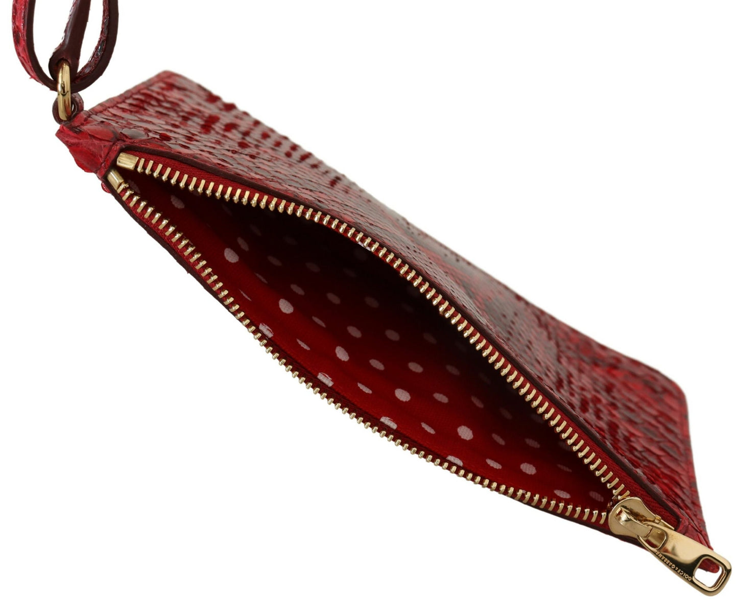 Elegante rote Leder-Clutch in Ayers Snake-Optik