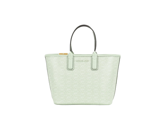 Michael Kors Jodie Small Jacquard Logo Recycled Polyester Tote Handbag Atom Green - GLAMHUB BOUTIQUE 