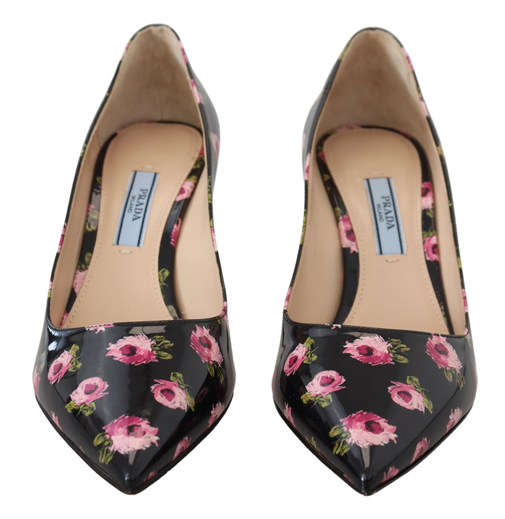 Elegant Floral Print Leather Pumps - GLAMHUB BOUTIQUE 