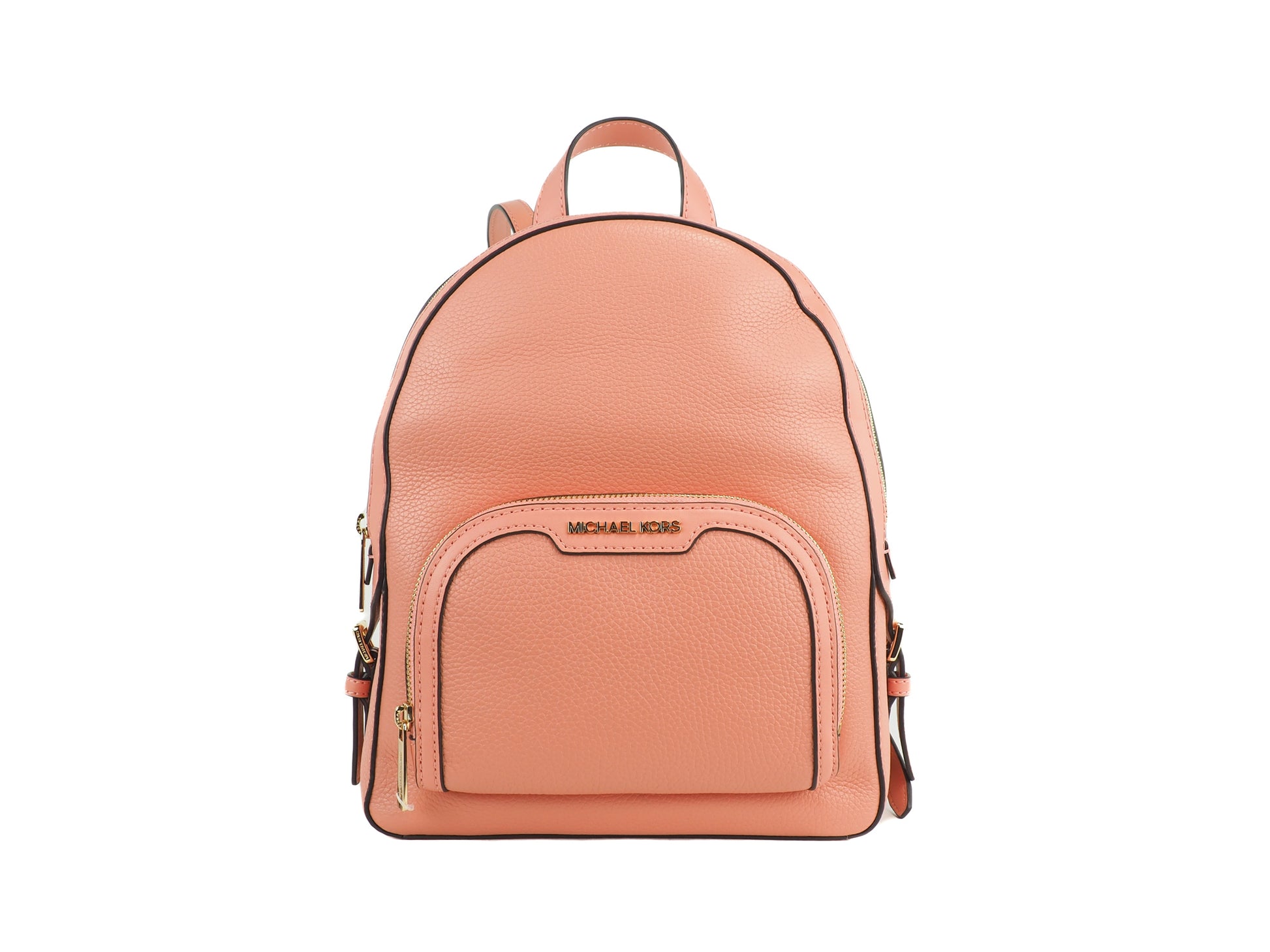 Jaycee Medium Sherbert Pebbled Leather Zip Pocket Backpack Bookbag - GLAMHUB BOUTIQUE 