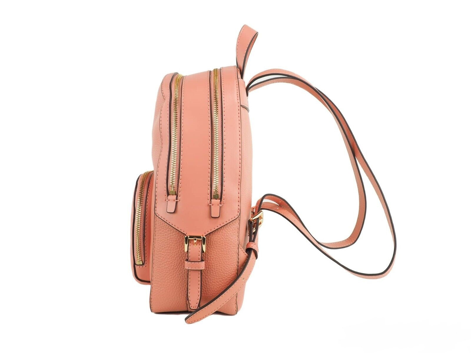 Jaycee Medium Sherbert Pebbled Leather Zip Pocket Backpack Bookbag - GLAMHUB BOUTIQUE 