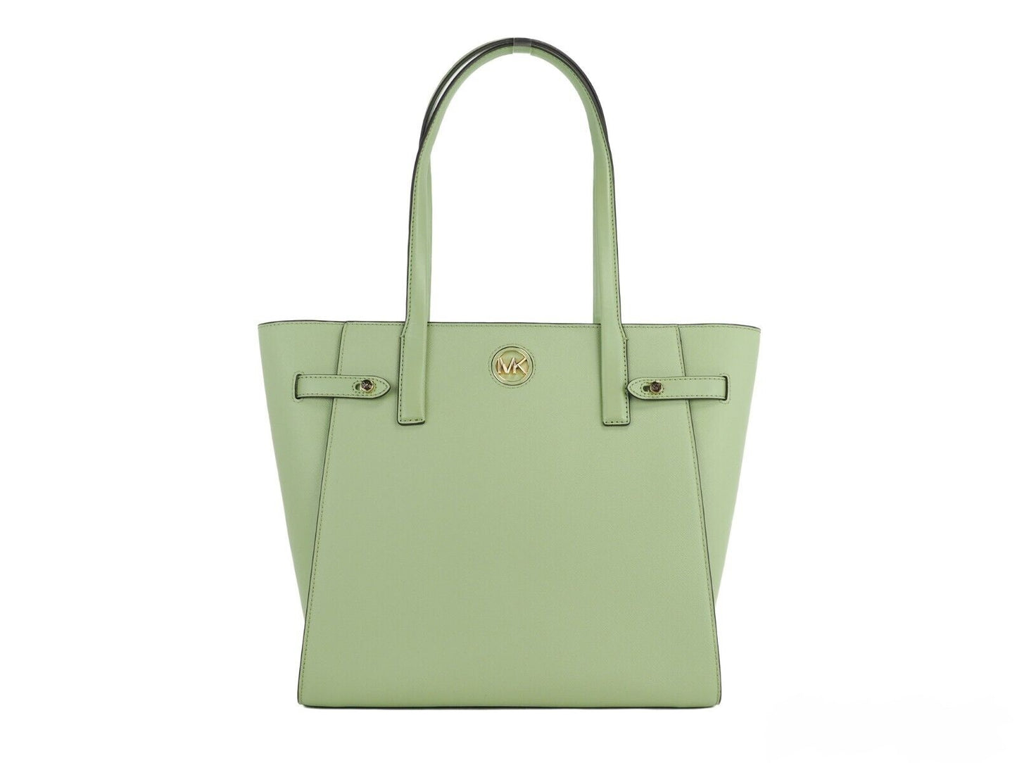 Carmen Large Light Sage Saffiano Leather North South Tote Handbag - GLAMHUB BOUTIQUE 