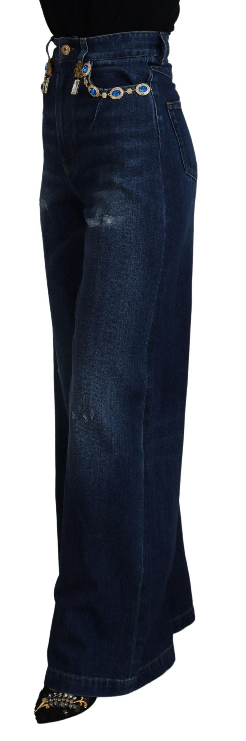 Embellished Straight Leg Designer Jeans