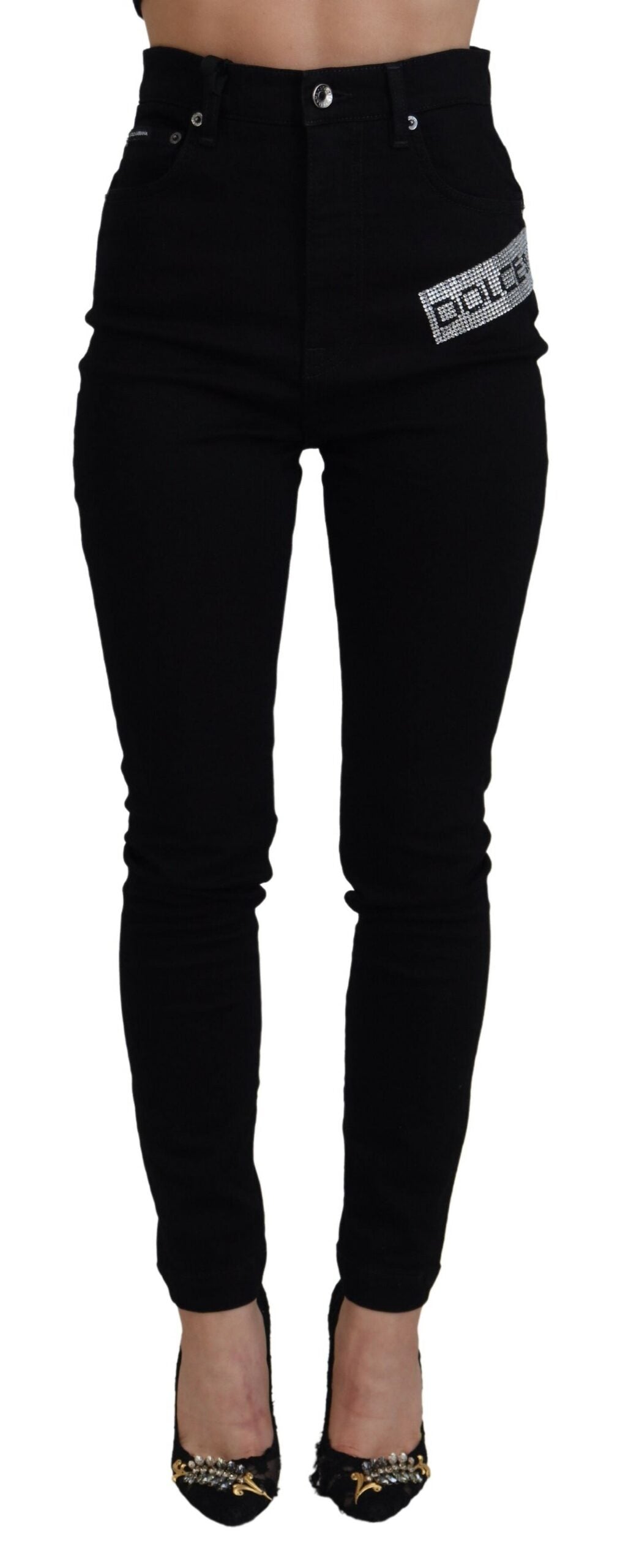 Schicke High Waist Slim Fit Jeans in Schwarz