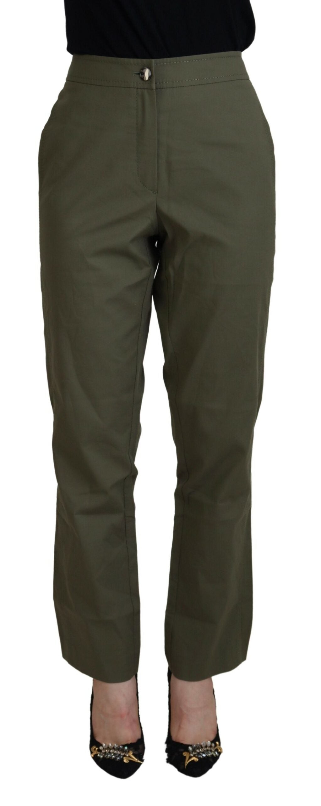 Elegant Tapered Green Pants - Chic Everyday Wear - GlamHub Luxury and Icon Brand Clothing