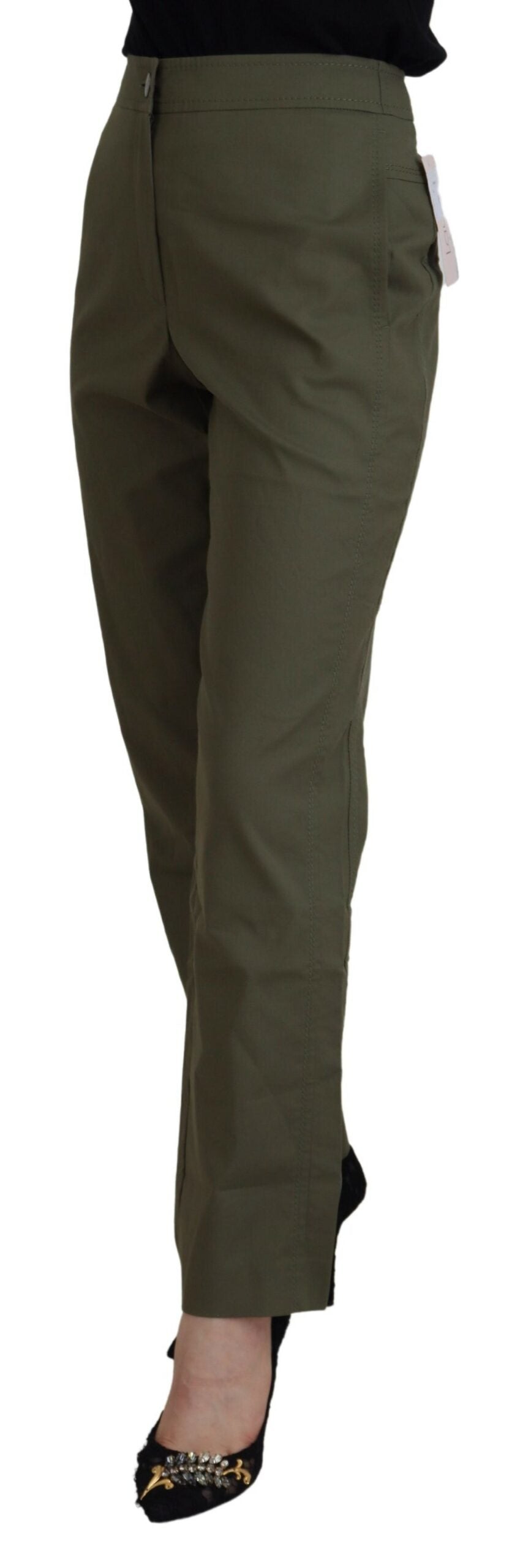 Elegant Tapered Green Pants - Chic Everyday Wear - GlamHub Luxury and Icon Brand Clothing