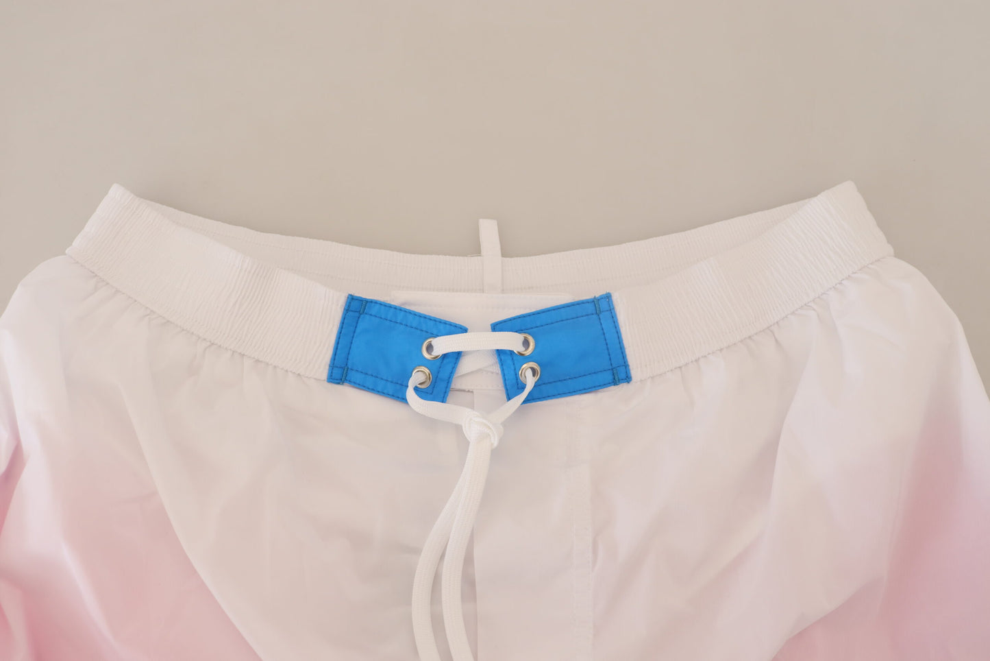 Chic White & Pink Print Swim Shorts - GLAMHUB BOUTIQUE 