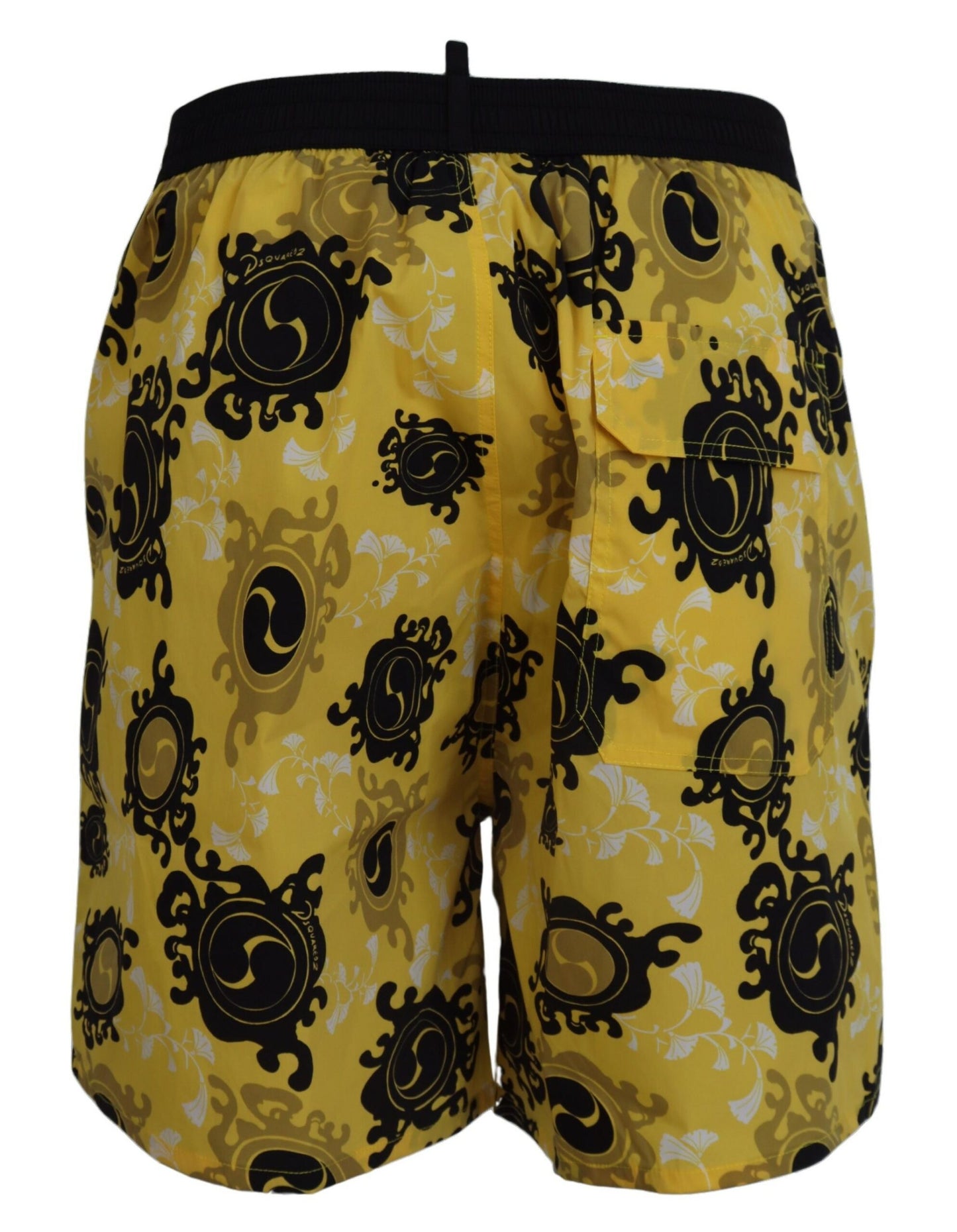 Yellow Block Print Swim Shorts Boxer - GLAMHUB BOUTIQUE 