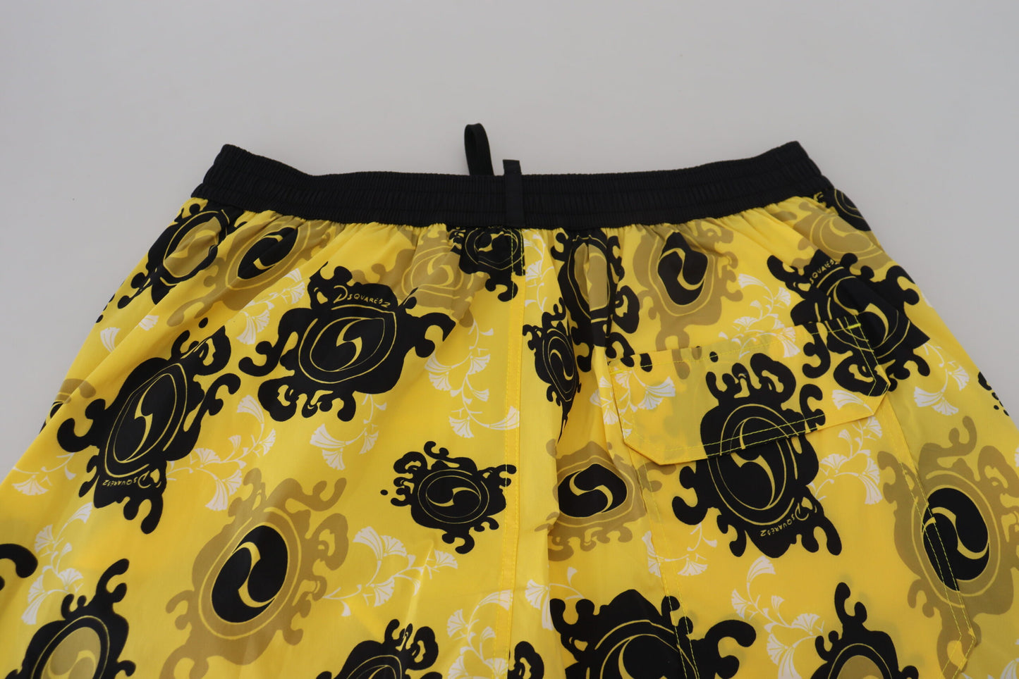 Yellow Block Print Swim Shorts Boxer - GLAMHUB BOUTIQUE 