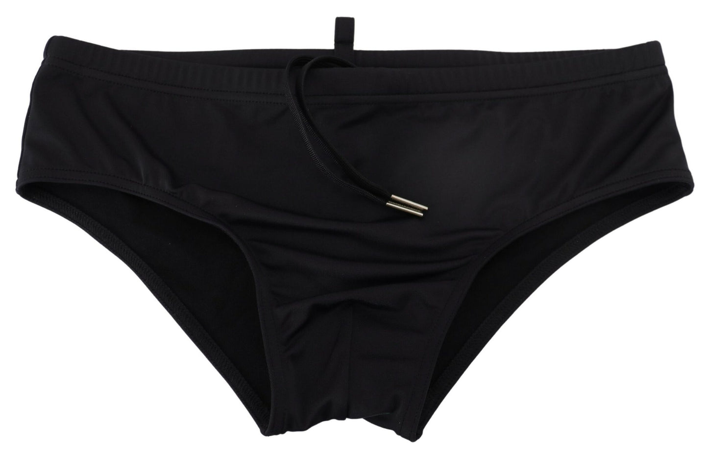 Elegant Black Swim Briefs with Orange Logo - GLAMHUB BOUTIQUE 