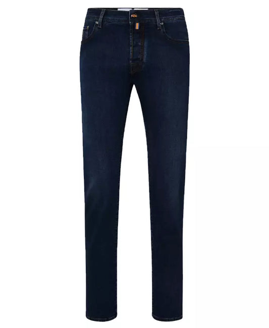 Blue Cotton Men Slim-fit Jean - GlamHub Luxury and Icon Brand Clothing