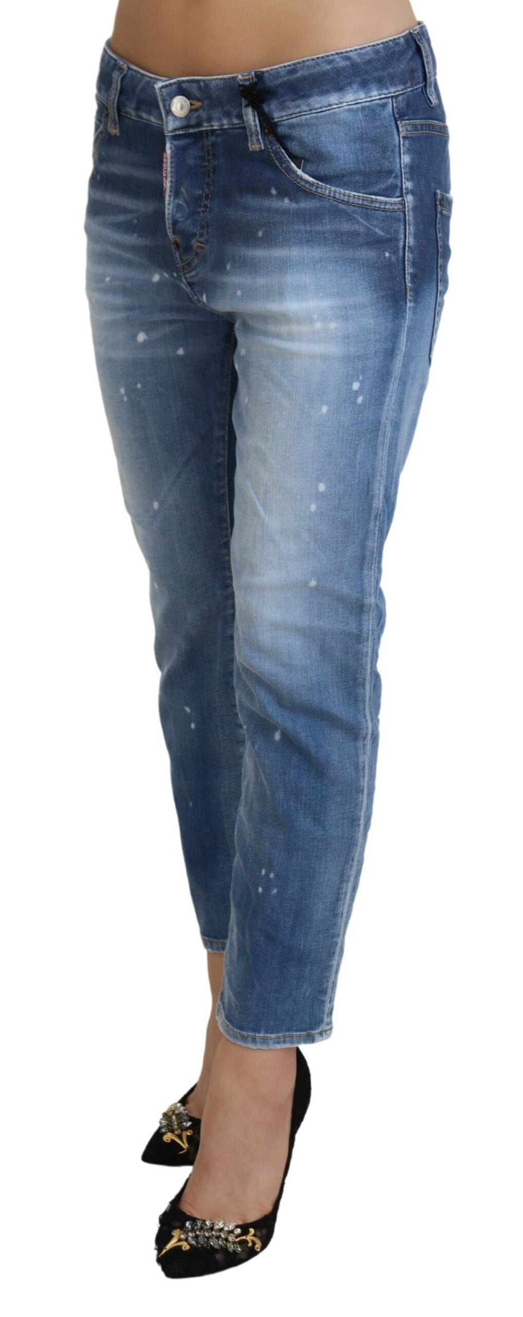 Chic Cropped Blue Denim - Elevate Your Casual Look - GLAMHUB BOUTIQUE 