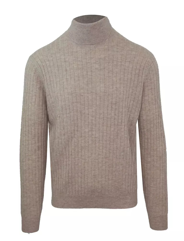 Beige Cashmere-Wool Blend Turtleneck Sweater - GlamHub Luxury and Icon Brand Clothing