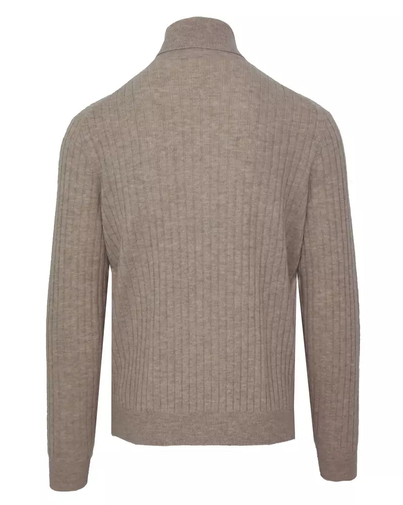 Beige Cashmere-Wool Blend Turtleneck Sweater - GlamHub Luxury and Icon Brand Clothing